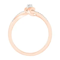 Womens Diamond Accent Natural White 10K Rose Gold Cocktail Ring