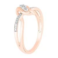 Womens Diamond Accent Natural White 10K Rose Gold Cocktail Ring