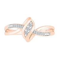 Womens Diamond Accent Natural White 10K Rose Gold Cocktail Ring