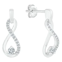 Womens 1/6 CT. T.W. Natural White Diamond 10K White Gold Infinity Drop Earrings
