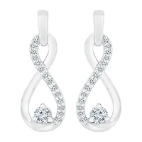Womens 1/6 CT. T.W. Natural White Diamond 10K White Gold Infinity Drop Earrings