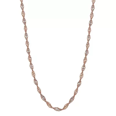 Womens 14K Two Tone Gold 16 Inch Fashion Chain Necklace