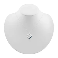 Womens Diamond Accent Natural Blue Diamond Sterling Silver Heart 18 Inch Pendant Necklace