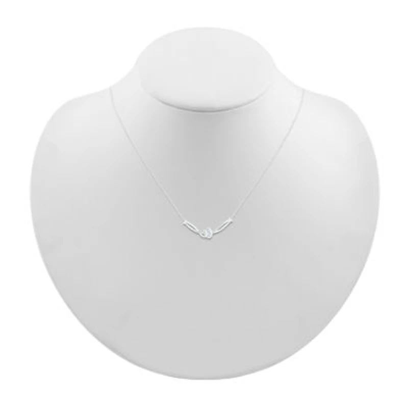 Womens Diamond Sterling Silver 18 Inch Chevron Necklace