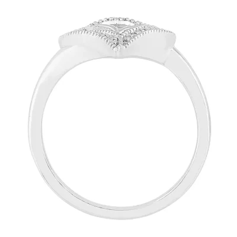 Womens Diamond Accent Natural White Sterling Silver Heart Cocktail Ring