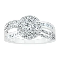 Womens / CT. T.W. Natural White Diamond Sterling Silver Halo Cocktail Ring