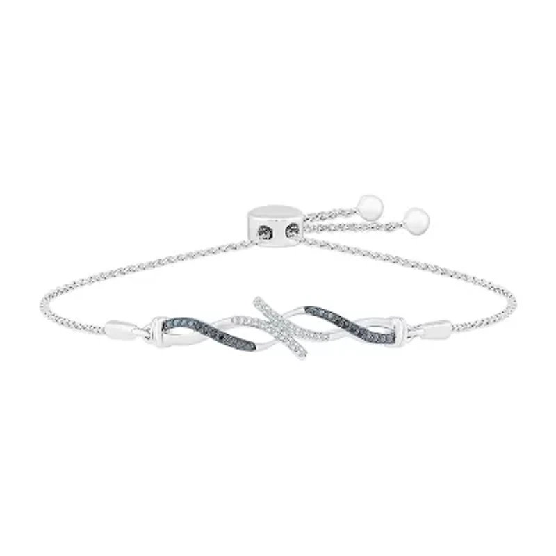 Womens 1/10 CT. T.W. Natural Black Diamond Sterling Silver Infinity Bolo Bracelet