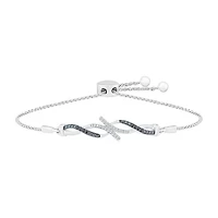 Womens 1/10 CT. T.W. Natural Black Diamond Sterling Silver Infinity Bolo Bracelet