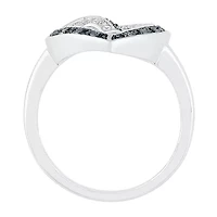 Womens 1/5 CT. Natural Black Diamond Sterling Silver Heart Cocktail Ring