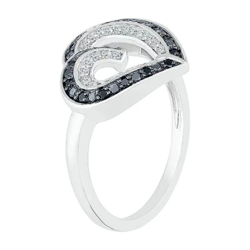 Womens 1/5 CT. Natural Black Diamond Sterling Silver Heart Cocktail Ring