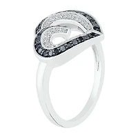 Womens 1/5 CT. Natural Black Diamond Sterling Silver Heart Cocktail Ring