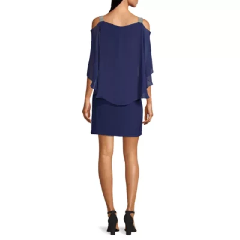 MSK Womens Embellished Short Sleeve Sheath Dress