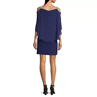 MSK Womens Embellished Short Sleeve Sheath Dress
