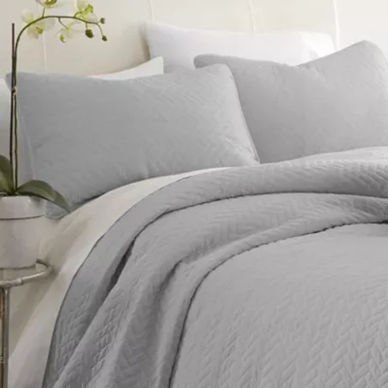 Casual Comfort Premium Ultra Soft Herringbone Pattern Quilted Coverlet Set