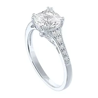 Womens Lab Created White Sapphire Sterling Silver Cocktail Ring