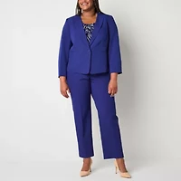 Black Label by Evan-Picone Womens Plus Classic Fit Straight Suit Pant