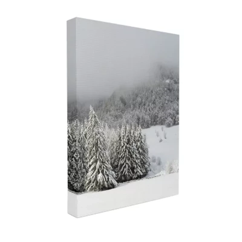Stupell Industries Winter Snowscape Woodland Trees Canvas Art