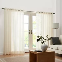 Elrene Home Fashions Carmen Extra Wide Indoor/Outdoor Grommet Top Sheer Single Curtain Panel