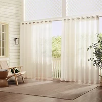 Elrene Home Fashions Carmen Extra Wide Indoor/Outdoor Grommet Top Sheer Single Curtain Panel