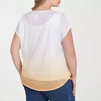Hearts Of Palm Womens Plus Round Neck Short Sleeve T-Shirt