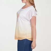 Hearts Of Palm Womens Plus Round Neck Short Sleeve T-Shirt