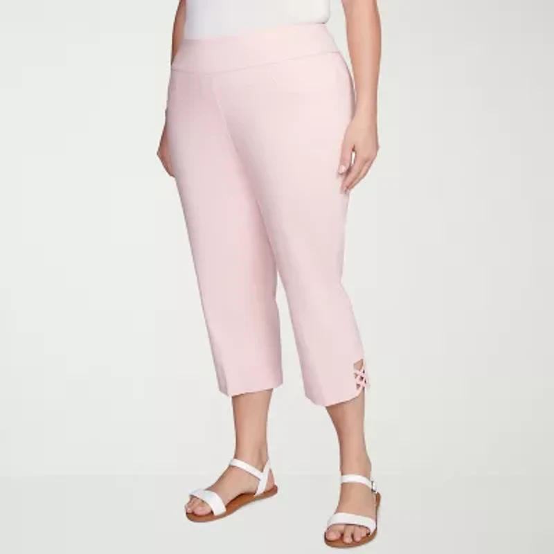 Hearts Of Palm Womens Plus Straight Mid Rise Capri Pant
