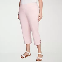 Hearts Of Palm Womens Plus Straight Mid Rise Capri Pant