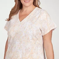 Hearts Of Palm Womens V Neck Short Sleeve Plus T-Shirt
