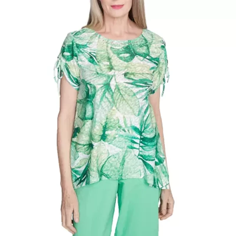 Alfred Dunner Rise And Shine Womens Crew Neck Short Sleeve T-Shirt