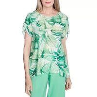 Alfred Dunner Rise And Shine Womens Crew Neck Short Sleeve T-Shirt