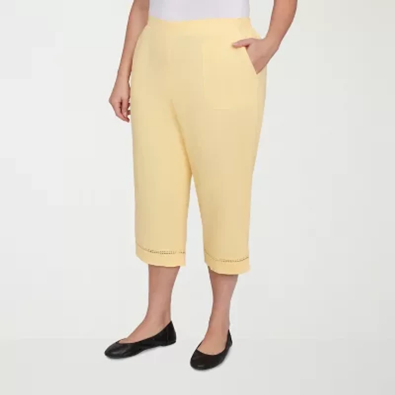 Alfred Dunner Rise And Shine Womens Straight Plus Capri Pant