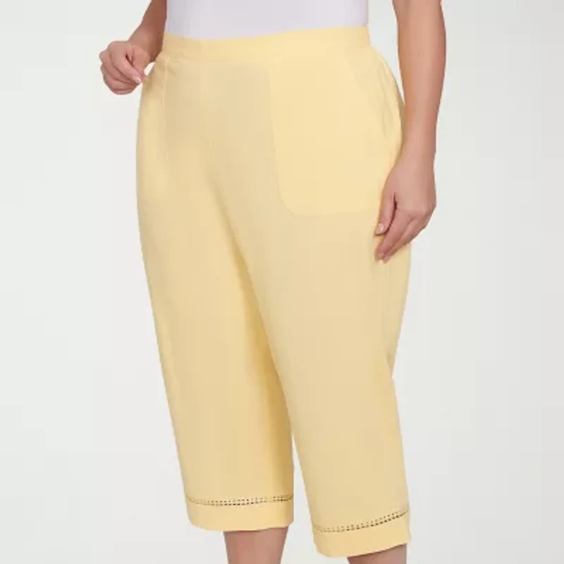 Alfred Dunner Rise And Shine Womens Straight Plus Capri Pant