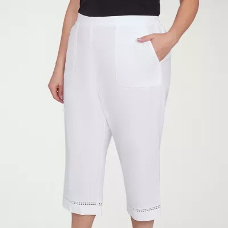 Alfred Dunner Rise And Shine Womens Plus Straight Capri Pant