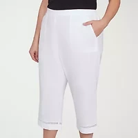 Alfred Dunner Rise And Shine Womens Plus Straight Capri Pant