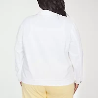 Alfred Dunner Rise And Shine Womens Denim Lightweight Plus Jacket