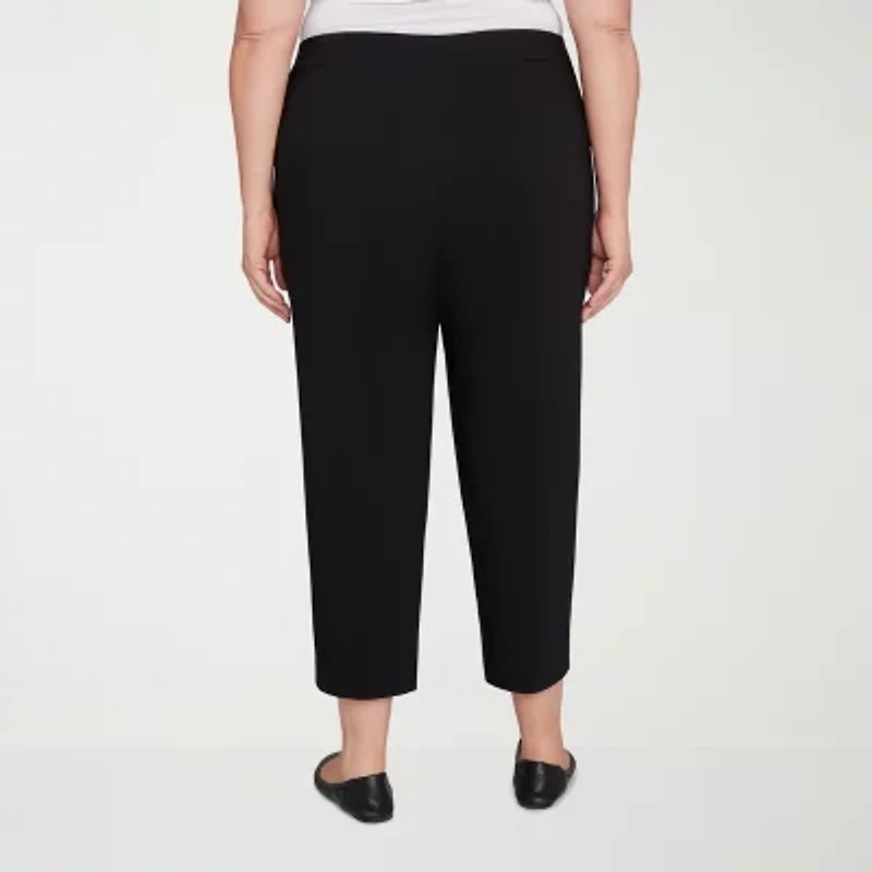 Alfred Dunner Natural Instinct Womens Stretch Fabric Straight Mid Rise Plus Ankle Pant