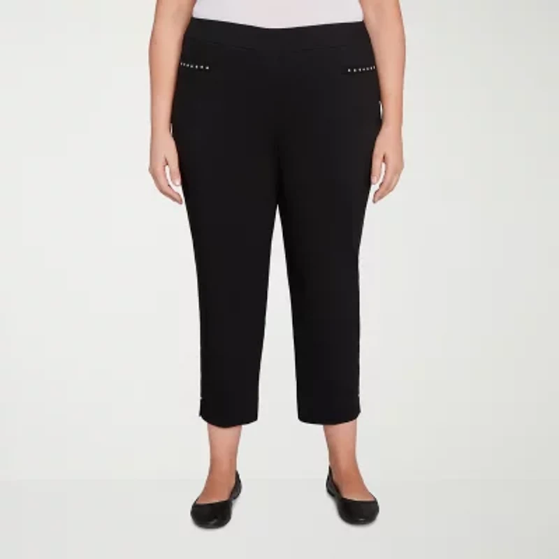 Alfred Dunner Natural Instinct Womens Stretch Fabric Straight Mid Rise Fit Plus Ankle Pant