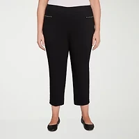 Alfred Dunner Natural Instinct Womens Stretch Fabric Straight Mid Rise Fit Plus Ankle Pant