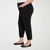 Alfred Dunner Natural Instinct Womens Stretch Fabric Straight Mid Rise Fit Plus Ankle Pant
