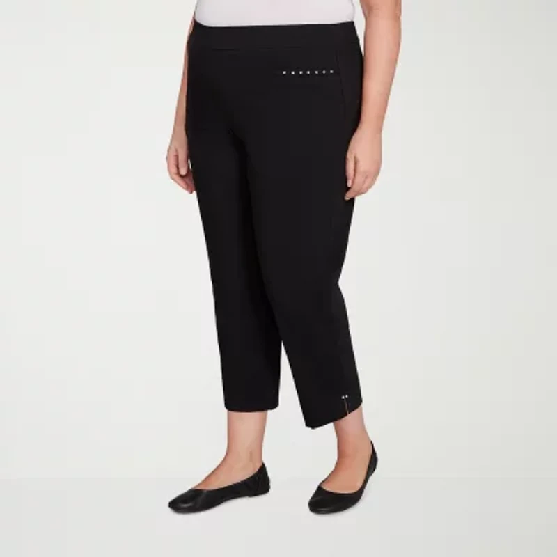 Alfred Dunner Natural Instinct Womens Stretch Fabric Straight Mid Rise Plus Ankle Pant