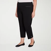 Alfred Dunner Natural Instinct Womens Stretch Fabric Straight Mid Rise Fit Plus Ankle Pant
