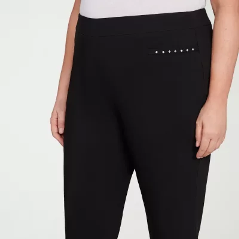 Alfred Dunner Natural Instinct Womens Stretch Fabric Straight Mid Rise Plus Ankle Pant