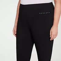 Alfred Dunner Natural Instinct Womens Stretch Fabric Straight Mid Rise Fit Plus Ankle Pant