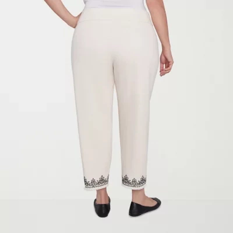 Alfred Dunner Natural Instinct Womens Stretch Fabric Straight Mid Rise Plus Ankle Pant