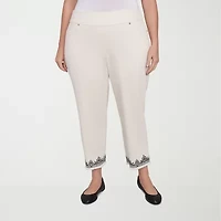 Alfred Dunner Natural Instinct Womens Stretch Fabric Straight Mid Rise Plus Ankle Pant