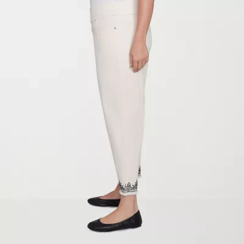 Alfred Dunner Natural Instinct Womens Stretch Fabric Straight Mid Rise Plus Ankle Pant
