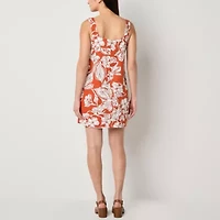 a.n.a Linen Blend Womens Sleeveless Floral Plus A-Line Dress