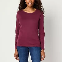 St. John's Bay Womens Crew Neck Long Sleeve T-Shirt