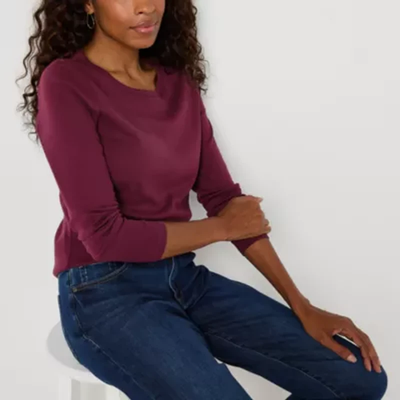 St. John's Bay Womens Crew Neck Long Sleeve T-Shirt