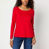 St. John's Bay Womens Easy-on + Easy-off Crew Neck Long Sleeve Adaptive T-Shirt